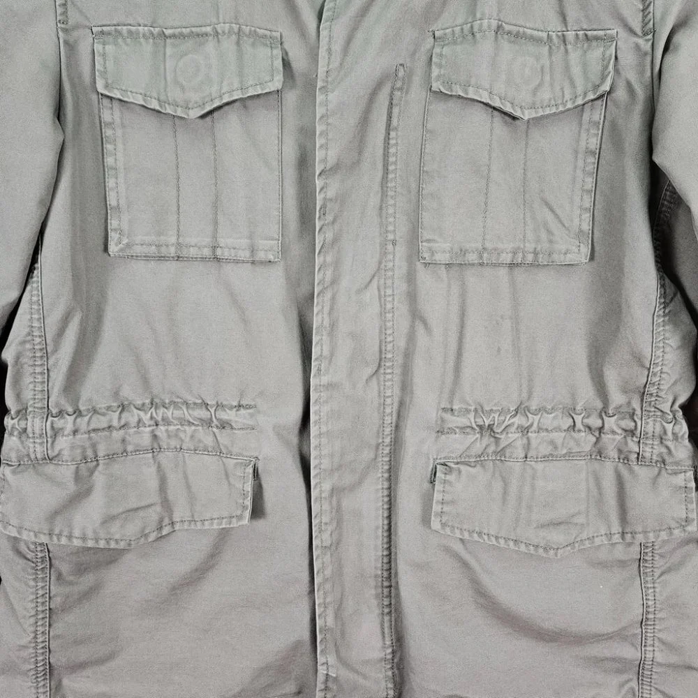 Woolrich Field Military Jacket Mens Sz M Green Buttons Long Sleeve Cargo Pockets - Picture 7 of 16
